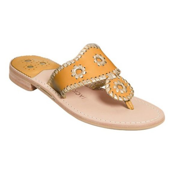 Jack Rogers Shoes - NWT Jack Rogers Mandarin & Gold Heritage Flat Leather Sandal Women's Size 5.5